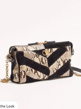 Valentino Garavani Panthea Small Shoulder Bag in Black and Python